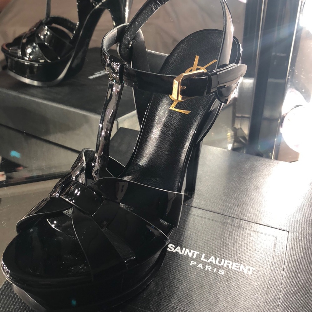 Yves Saint Laurent black stiletto sandals